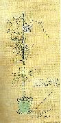 Carl Larsson nejlika i gron blomkruka painting